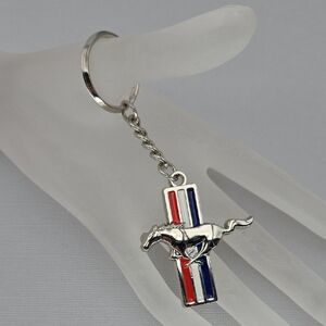 Red, White & Blue / Silver Mustang Keychain